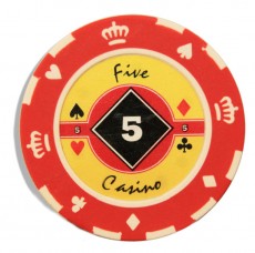 Фишки для покера Crown с номиналом: 5 (красные)